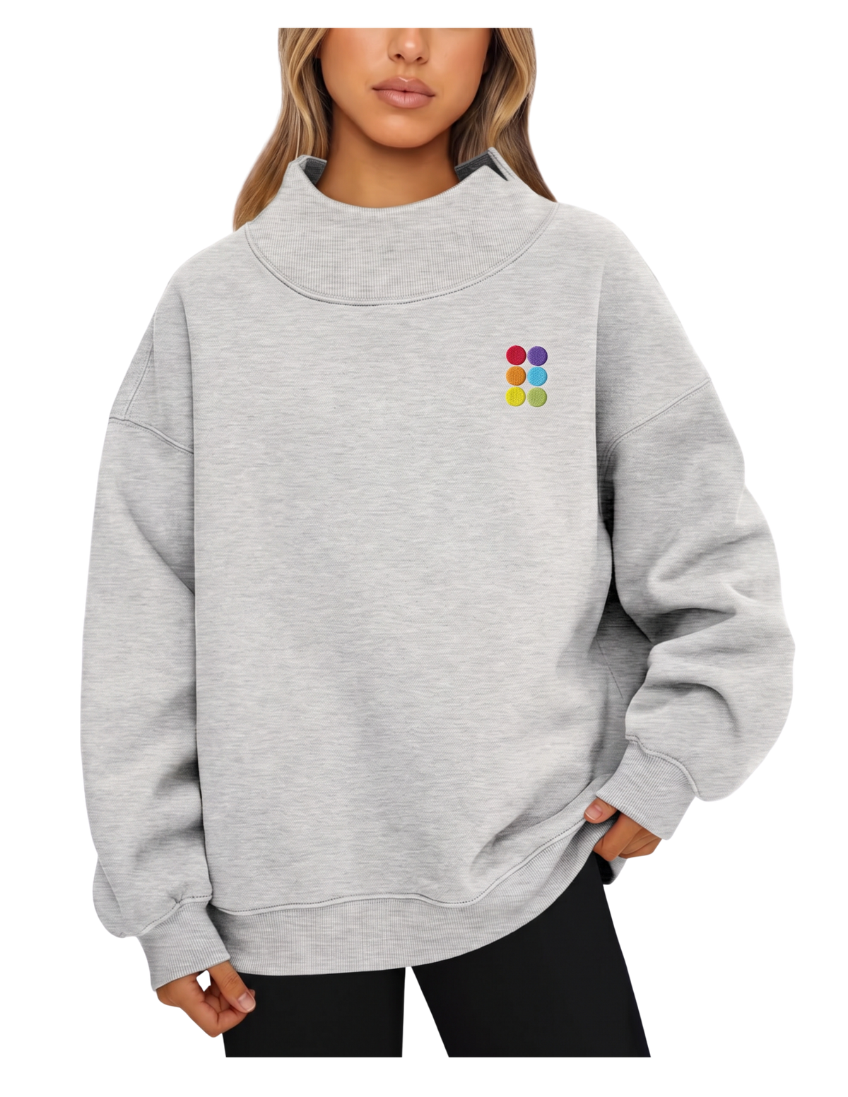 Adults Embroidered Mock Neck