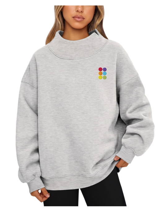 Adults Embroidered Mock Neck